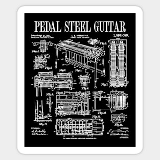 Pedal Steel Guitar Player Guitarist Funny Vintage Patent Sticker